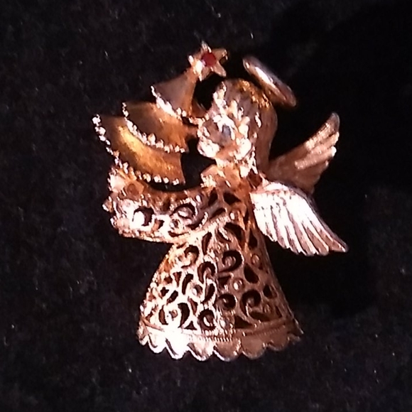 CHRISTMAS ANGEL  CARRY TREE BROOCH - Picture 2 of 5